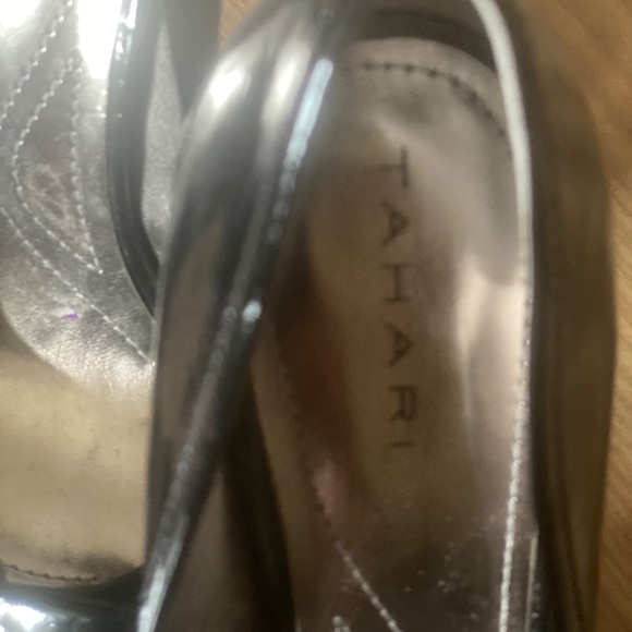 Tahari Relate Patent Leather Bow Peep Toe Heels - Picture 10 of 11